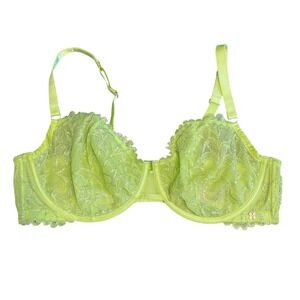 Savage X Fenty Neon Green Lace Demi Bra 42DD Sexy‎ Sheer Lingerie